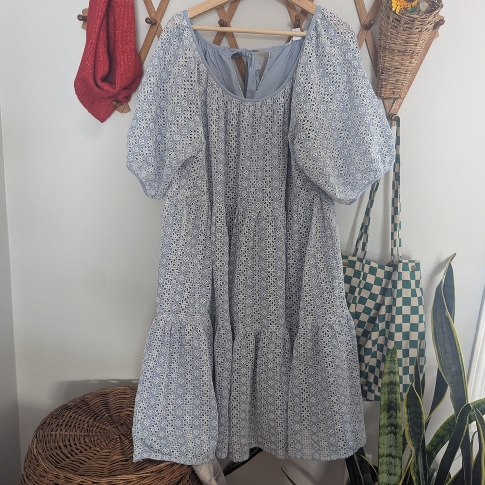 Elegant Blue Patterned Dress